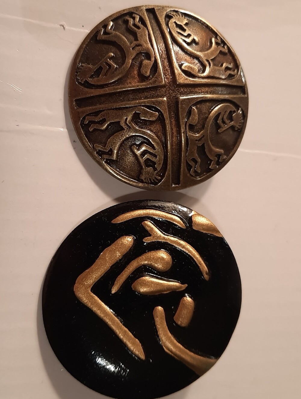 2 Brooches One Metal One Plastic With Artistic Design
